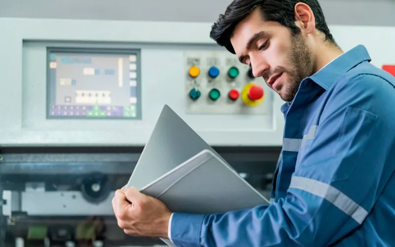 Controls technician adjusting a BAS screen